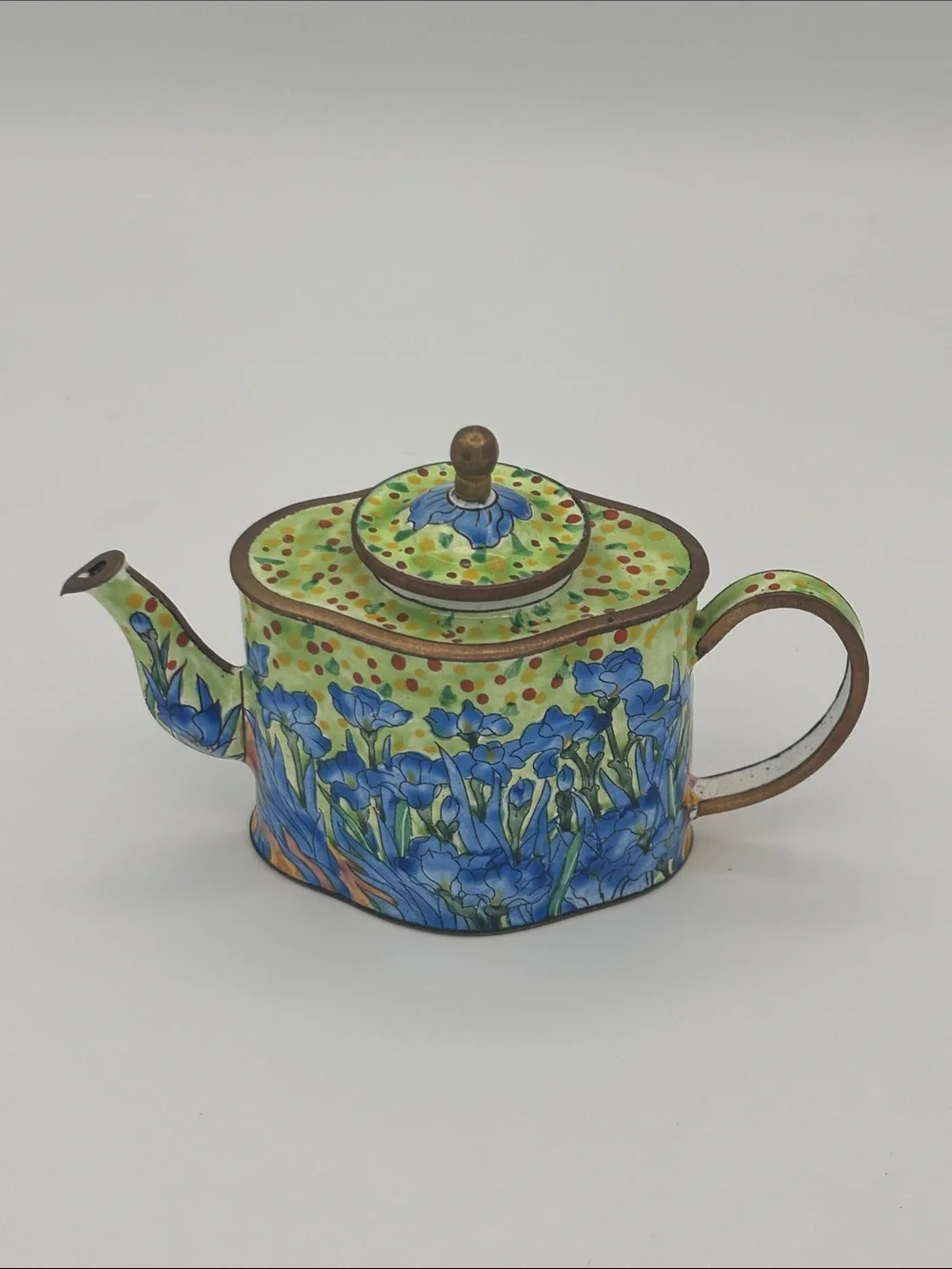 Kelvin Chen Mini Enamel Hand-Painted Teapot Van Gogh Irises “Vincent” - #5012